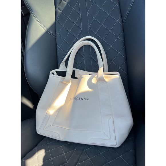 Balenciaga Leather Navy Small Cabas Tote - Picture 1 of 13